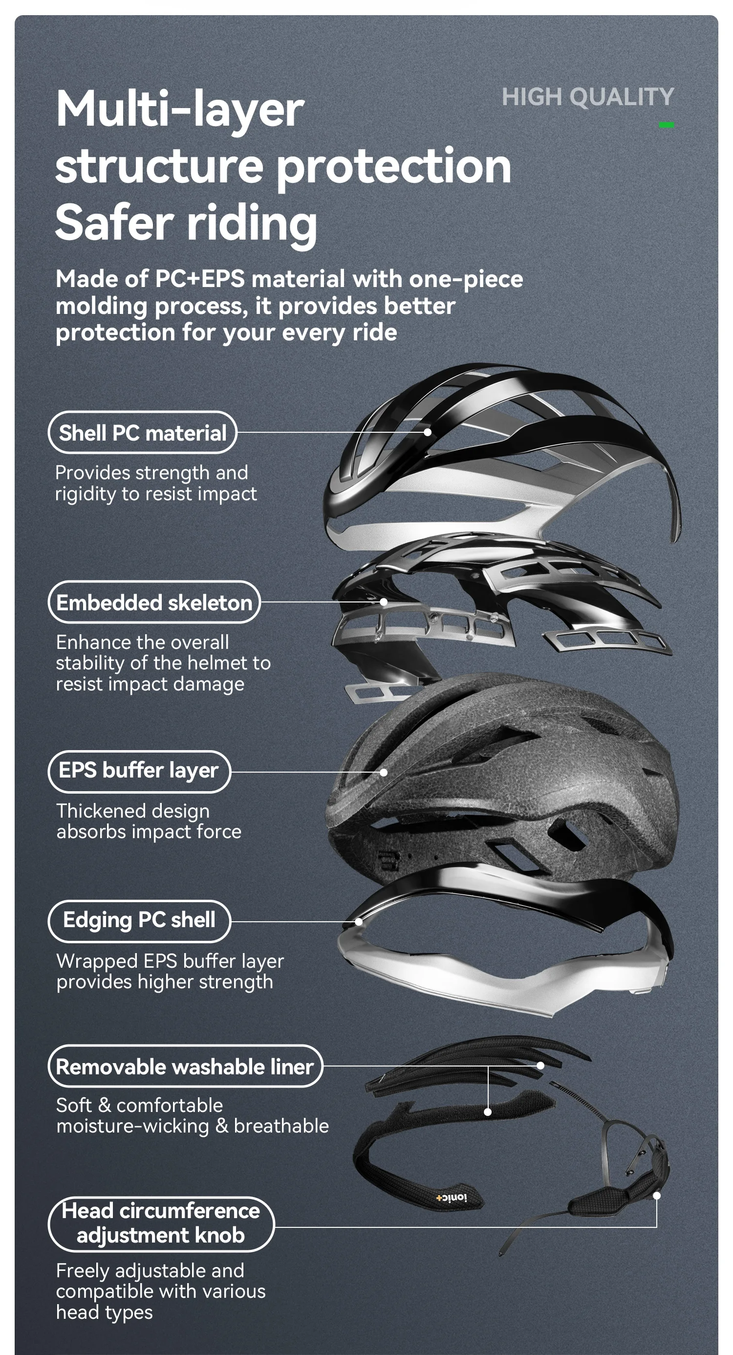 ROCKBROS Fahrradhelm ultraleicht atmungsaktiv hochfester Kopfschutz Sicherheitshelm Kopfbedeckung mit Schnellverschluss und magnetischer Schnalle – Detail 6