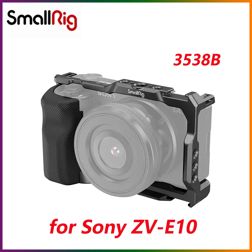 

SmallRig 3538B Camera Cage with Grip For Sony ZVE10 with Silicone Cage handle Built-in Arca quick release plate Cage Rig