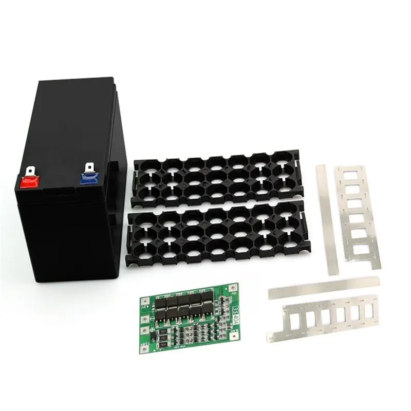 ABJF-4X DIY 12V Lithium Battery Box 3X7 18650 Battery Case Fixture Holder BMS 3S40A Lithium Batter Plastic Shell Black
