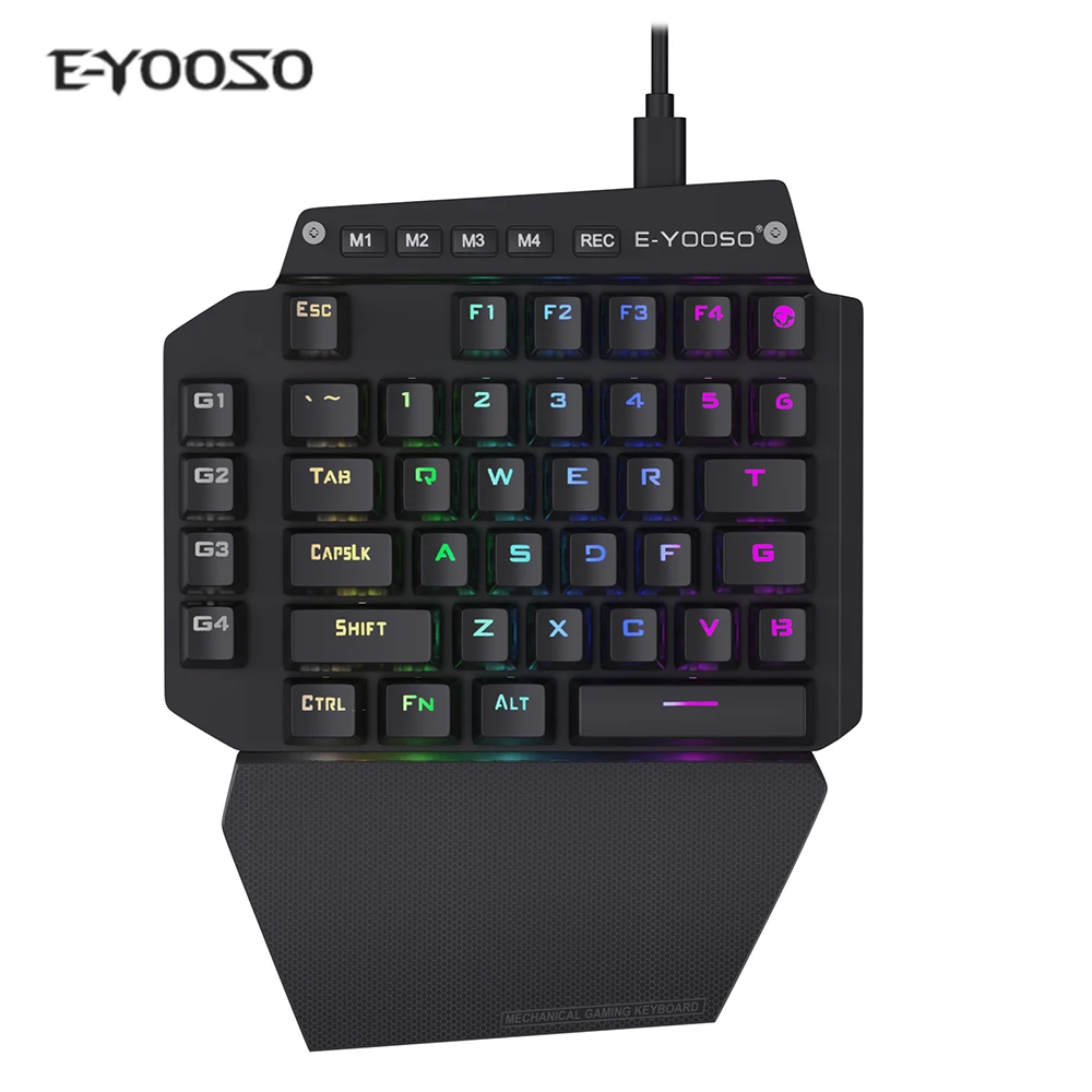 Teclado con cable USB para mano izquierda, accesorio mecánico de una sola mano para juegos, para móvil, tableta, portátil, PUBG, LOL, 44 teclas