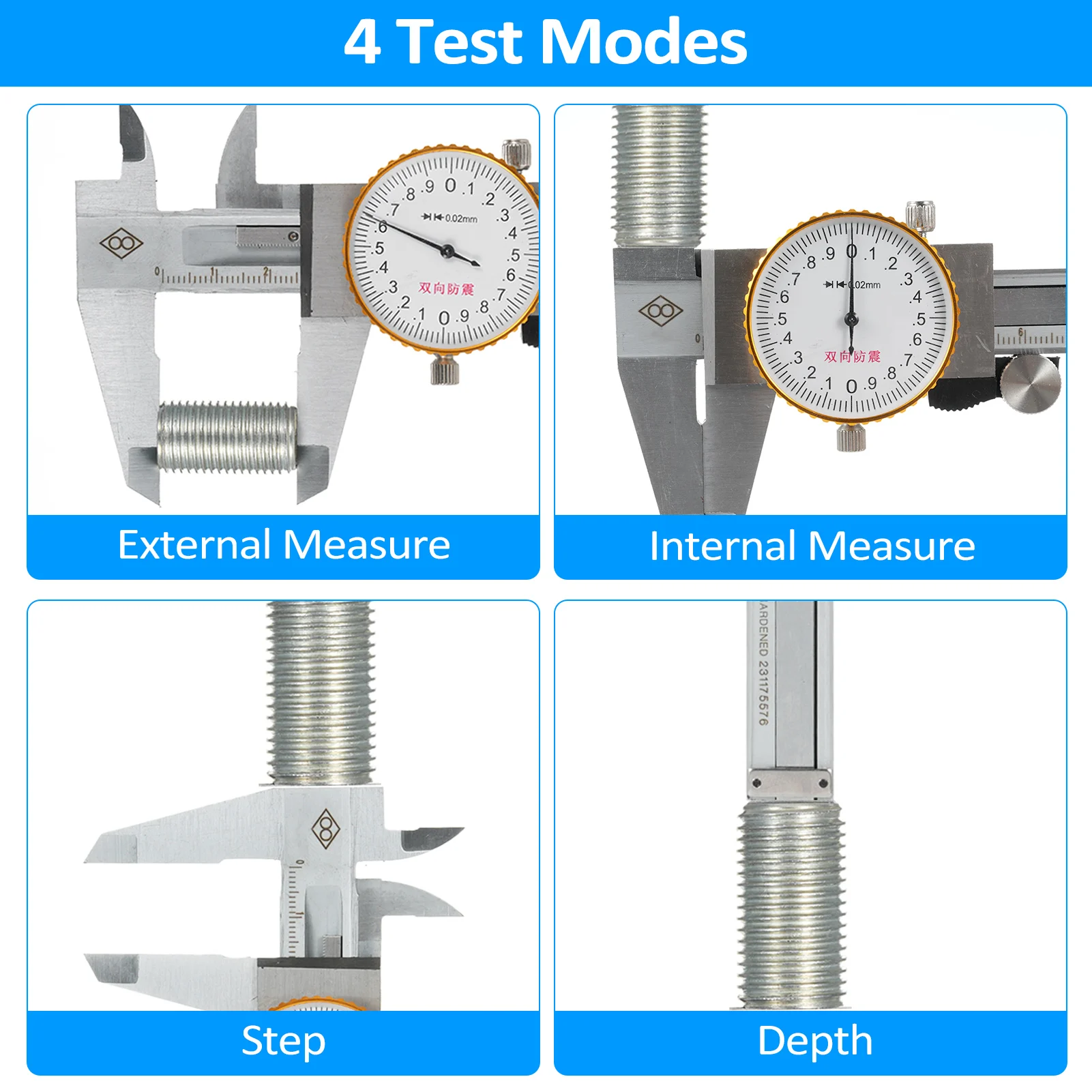 Industrial Dial Calipers High Precision Stainless Steel Vernier Caliper 0-150mm 0.02mm Shockproof Metric Measuring Tool