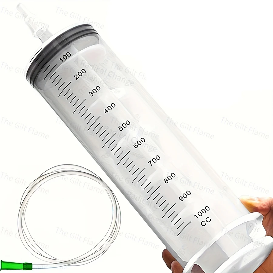 Juego de jeringa grande de 1000 ml, para laboratorio científico, líquido, riego de plantas, tinta, cambio de agua de pecera, uso de alimentación de animales grandes
