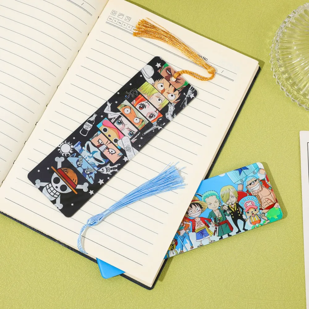 Uma peça anime marcadores acrílico borla luffy zoro nami etc personagens marcador de leitura livro suprimentos fãs estudantes presente