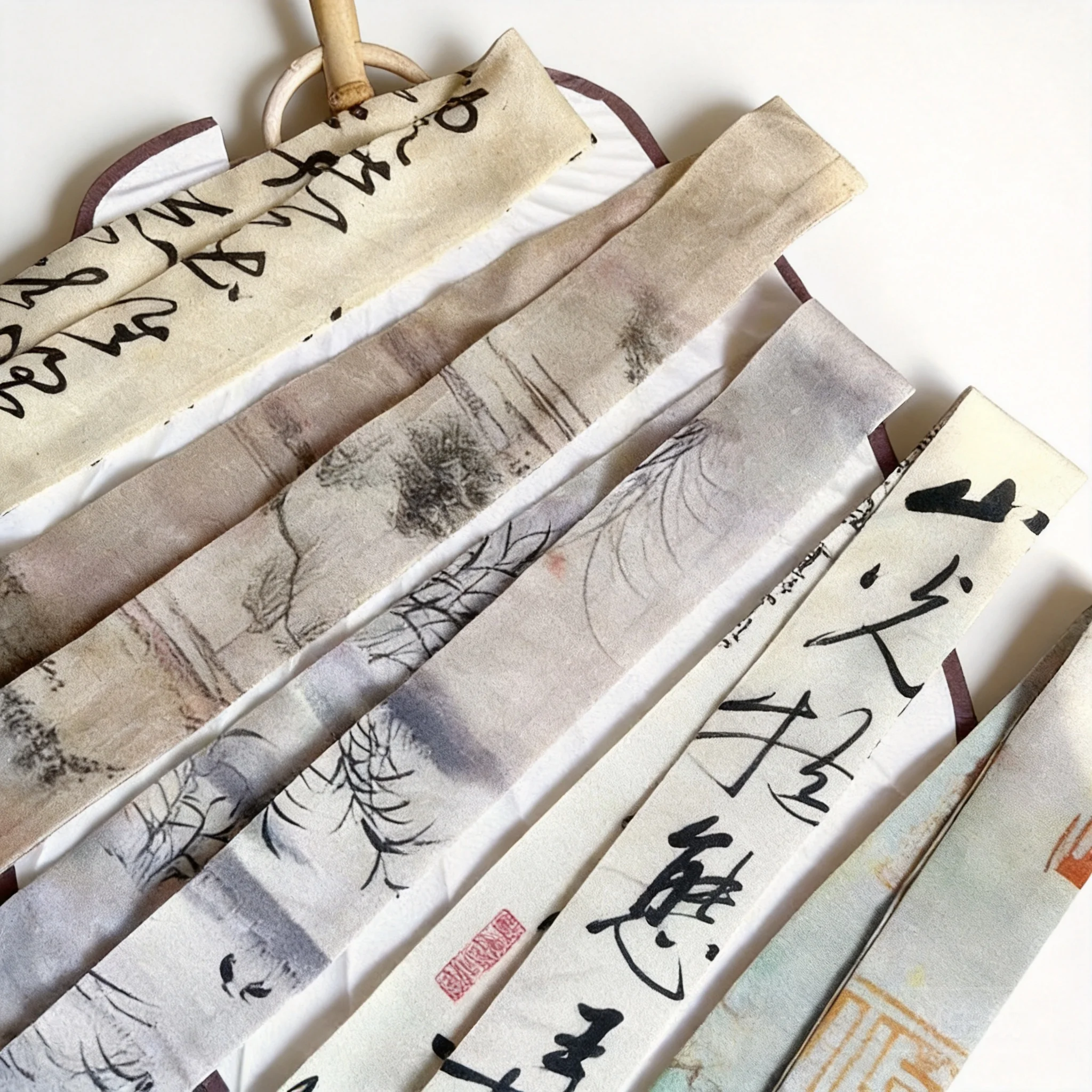 Soft Chinese Style Ink Wash Calligraphy Printed Hair Ribbon Vintage Hanfu Hair Accessory Long Sash For Ponytail Braid Cosplay
