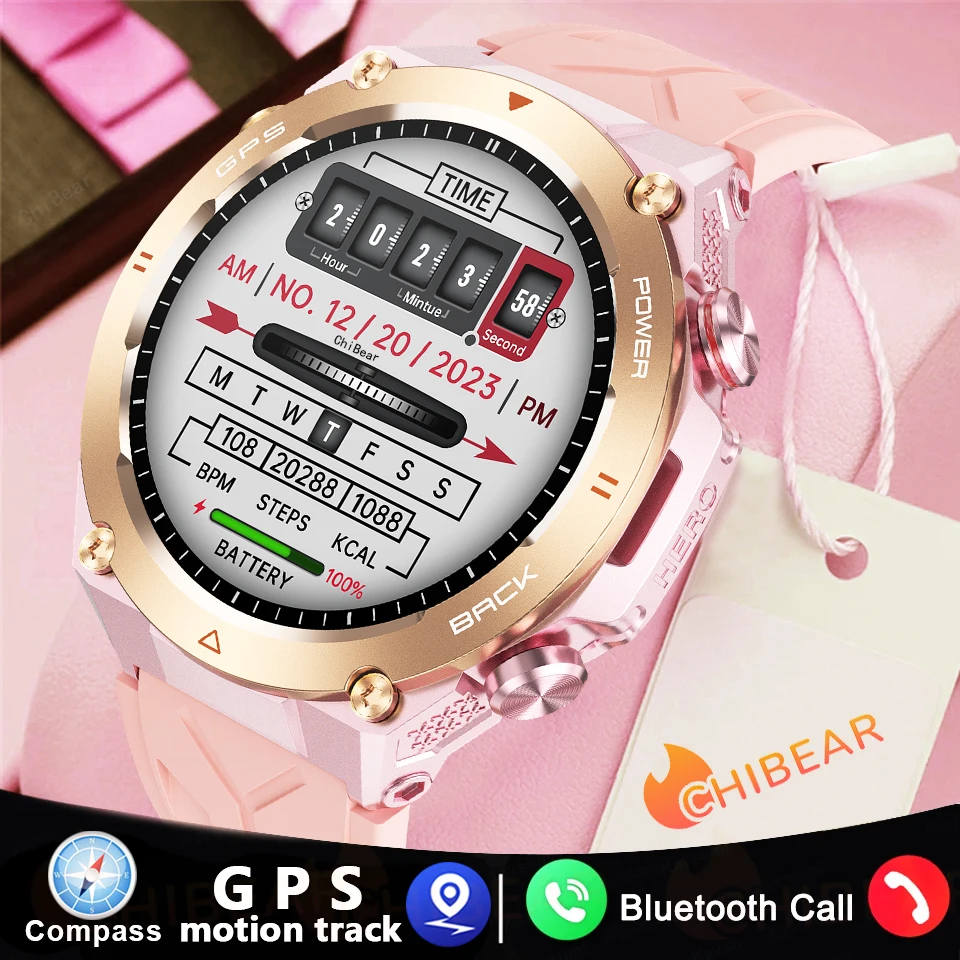 

ChiBear GPS наружный спортивный компас Smartwatch мужчины 650mAh большое давление батареи Bluetooth позвонить 1ATM водонепроницаемые смарт-часы женщины