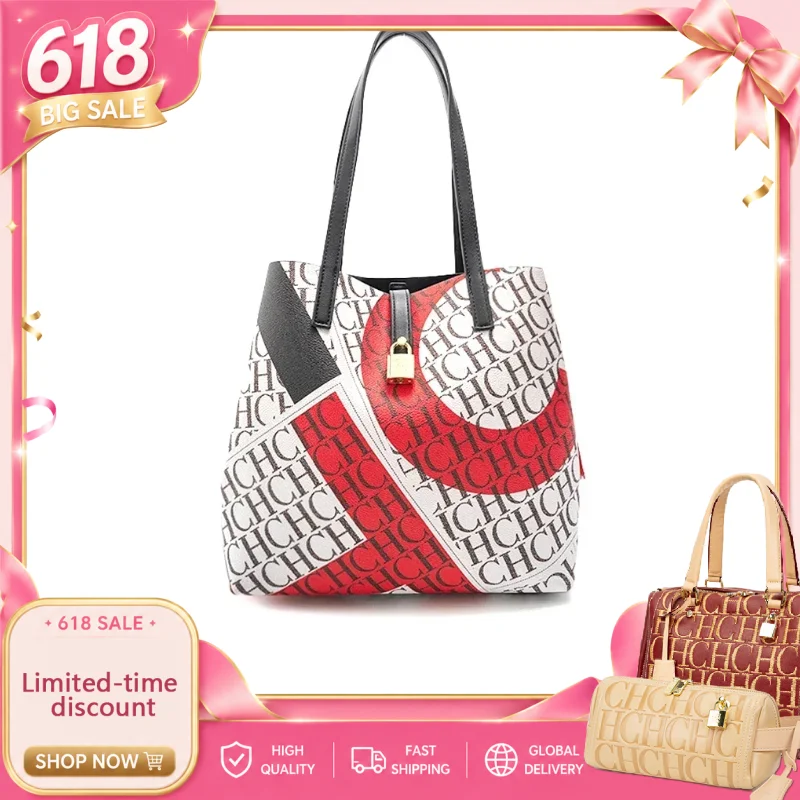 CH Fashion Multifunctional Crossbody Bag Simple StyleLarge Capacity Letter Printing Solid Color Design Portable Women's Handbag