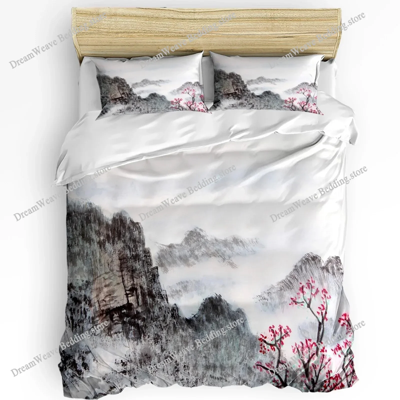 Bedding Set White Snow Cable Car Ski Mountain Sketch Duvet Cover Pillow Case Boy Boys Teen Girl Bedding Covers Set519519