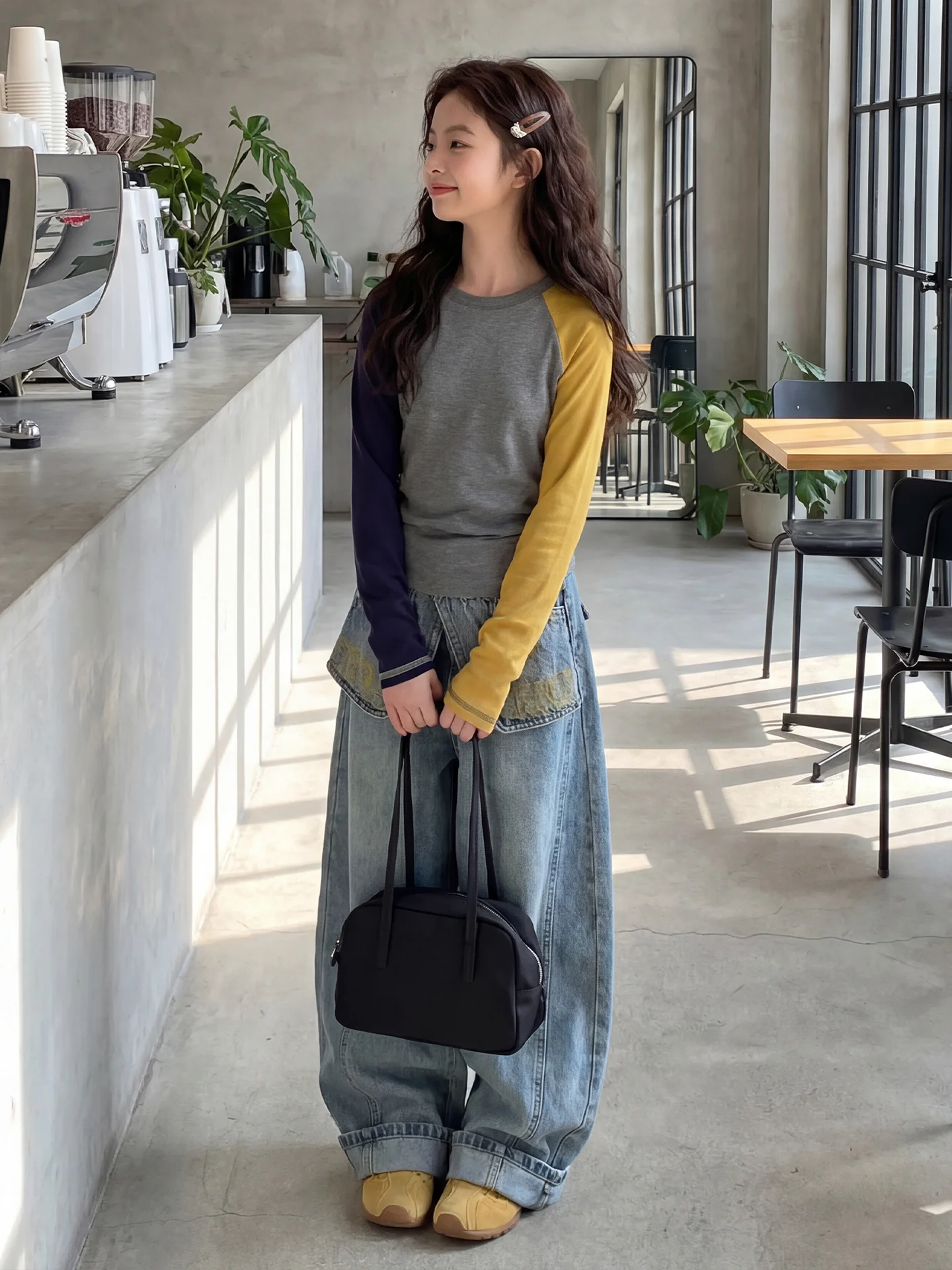 

Girls Casual Spring Faion Set Long Sve Denim Two Piece Suit Korean Sle Children's Clothing Spring Autumn Wear