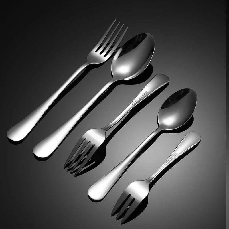 Stainless Steel Silver Luxury Tableware Steak Knife Fork Coffee Dessert Spoon Teaspoon Flatware Kitchen Accessories