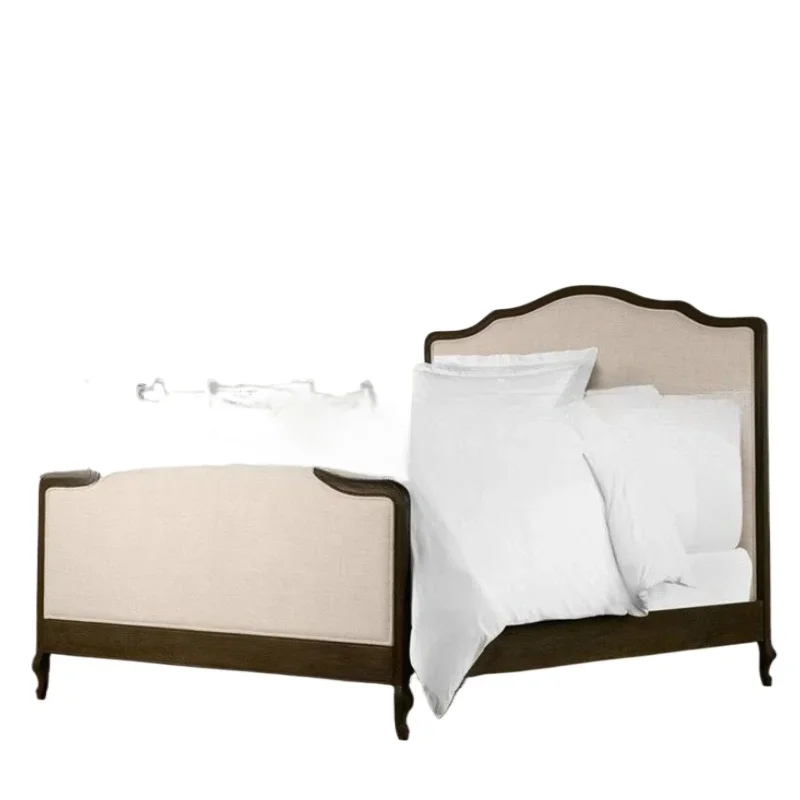 

American solid wood bed furniture retro old oak soft double bed 1.5 * 1.8 meters single