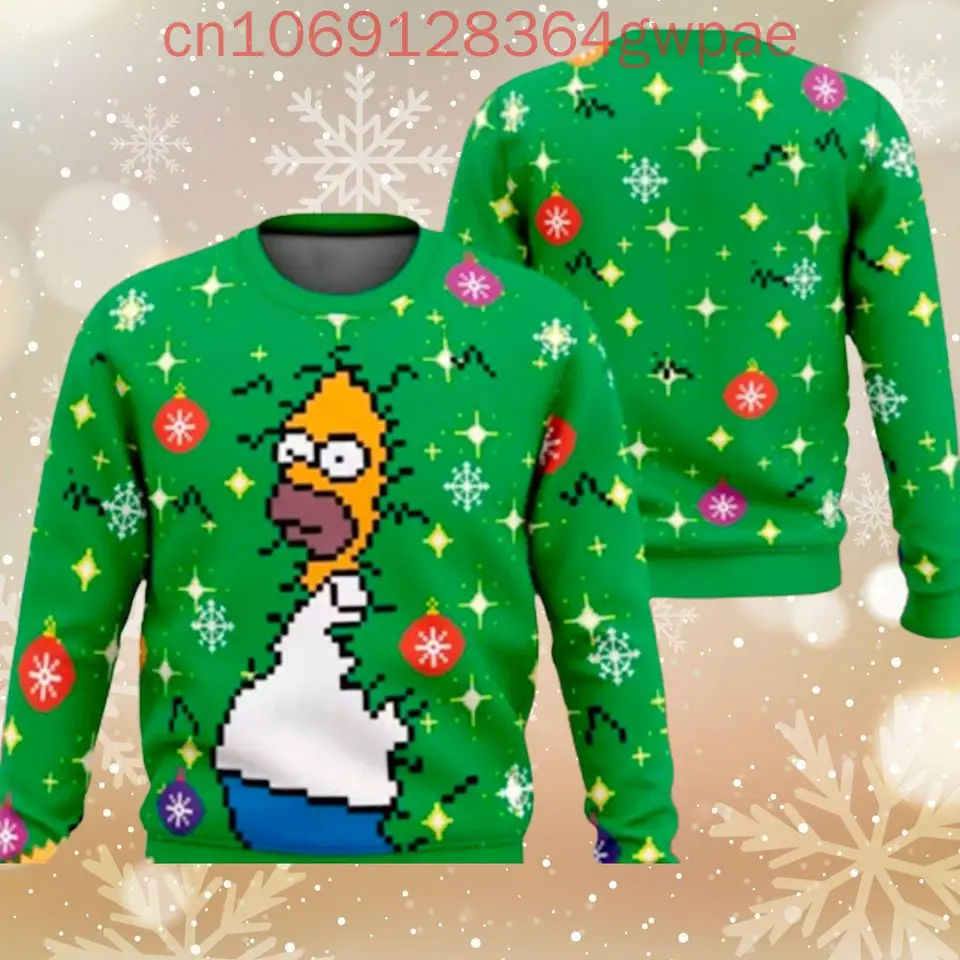 Suéteres feos de Navidad de Los Simpson de Disney, regalo de Navidad, suéteres de Navidad con estampado 3D de Anime de dibujos animados, suéter informal de moda