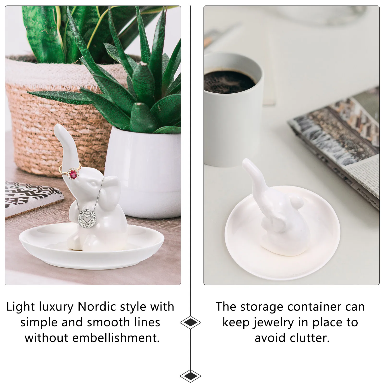 

1Pcs Elephant Ceramic Ring Dish Creative Jewelry Tray Organizer Jewelry Storage Holder for Necklaces Earrings Ring Dish