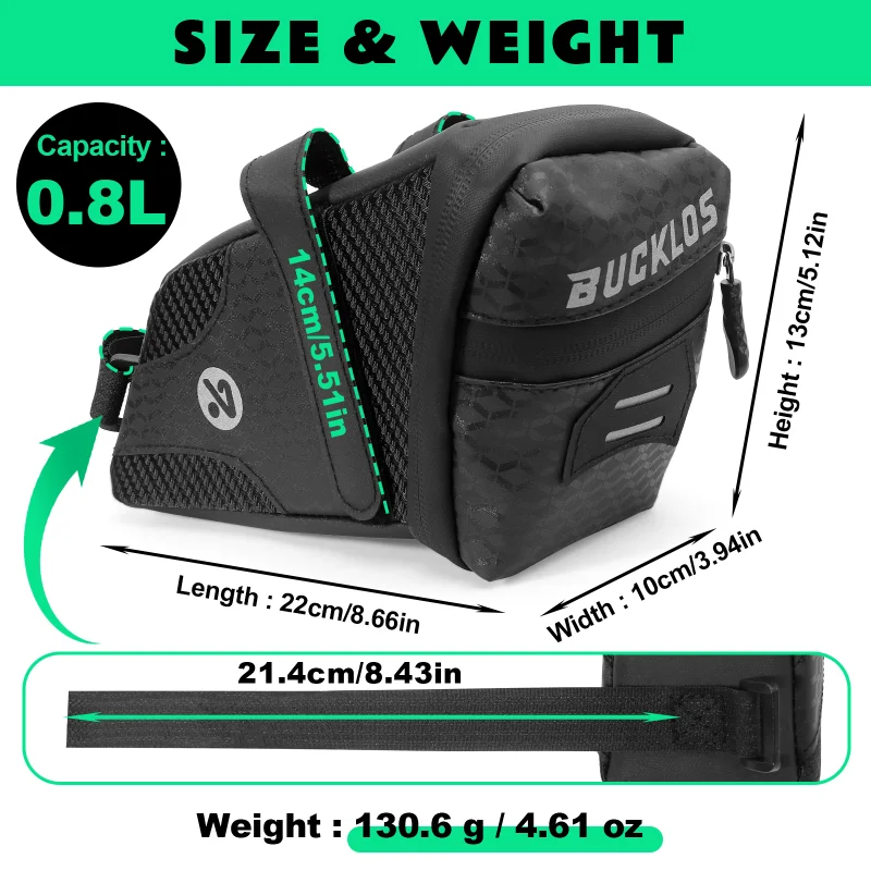BUCKLOS Bike Saddle Bag Ultralight Waterproof Large Capacity Tail Bag Profession General Durable Outdoor Bike Rear Bag Road Bags