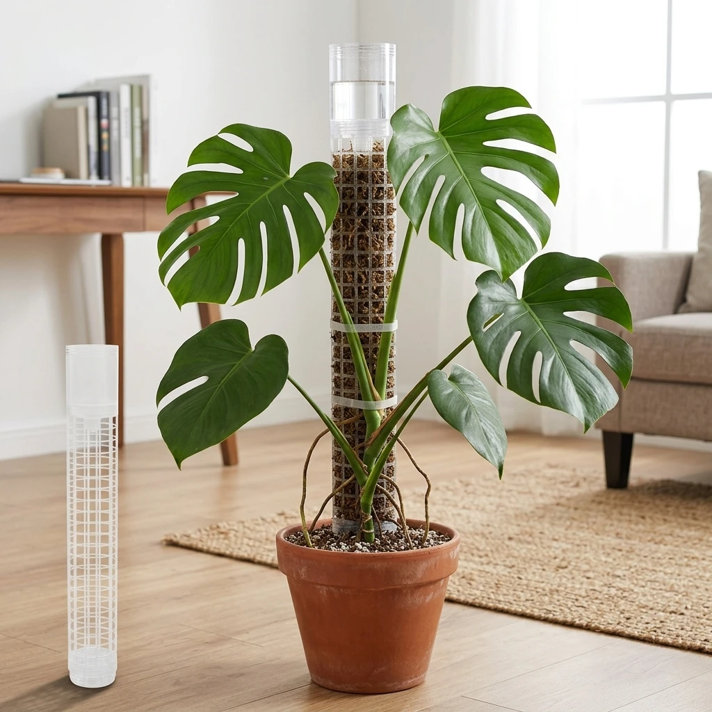 Suportes de Plástico para Plantas com Estrutura de Malha e Haste de Musgo para Rega Automática e Umidade Contínua para Plantas Trepadeiras de Jardim