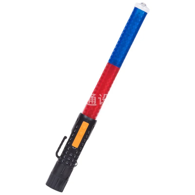 Rechargeable Red and Blue Traffic Baton LED Flash Warning Light Fire Glow Stick Magnet Whistle Emergency Lighting