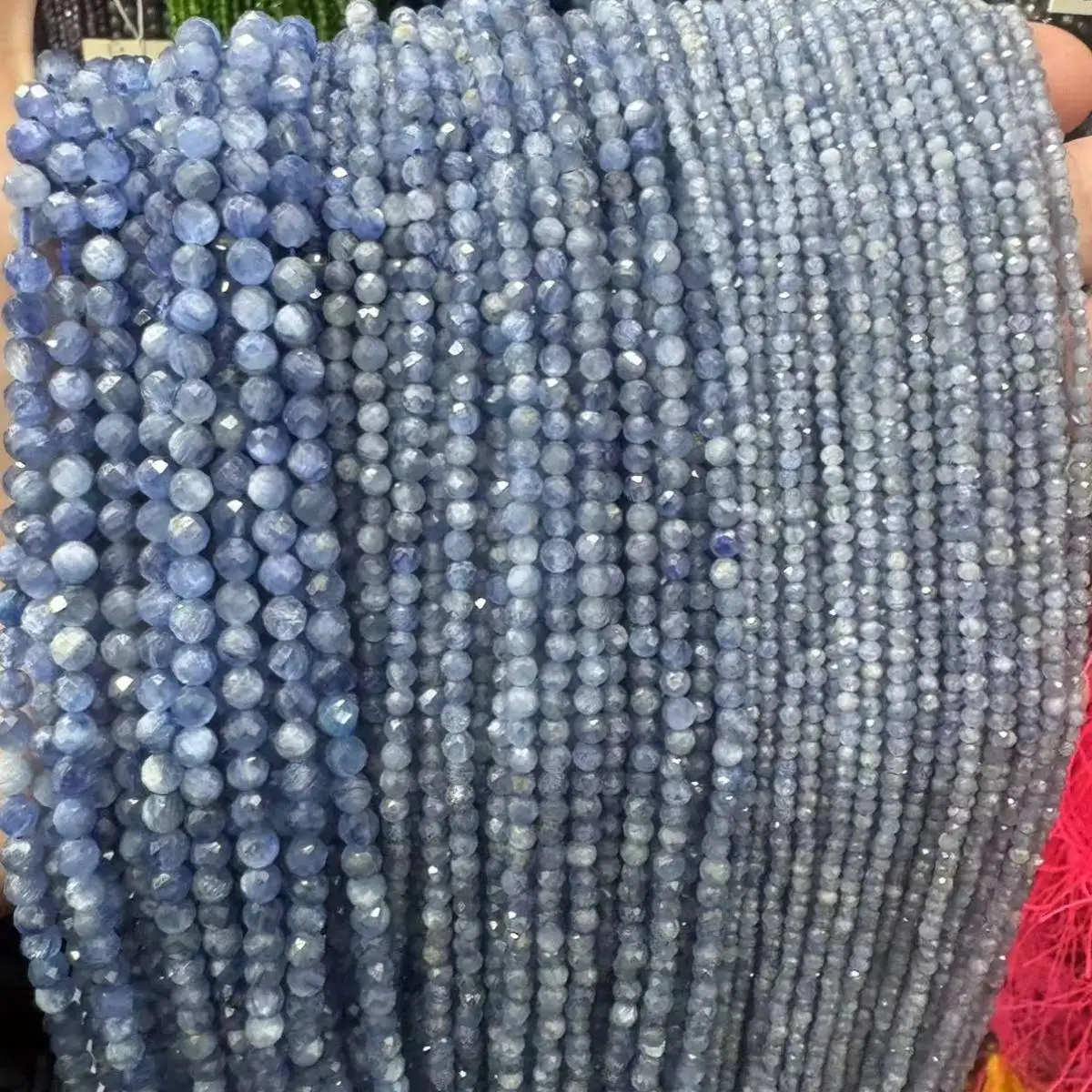 Natural Stone Beads High-light Faceted Blue Kyanite Small Faceted Loose Beads 2 3 4mm For Bracelet Necklace Jewelry Making