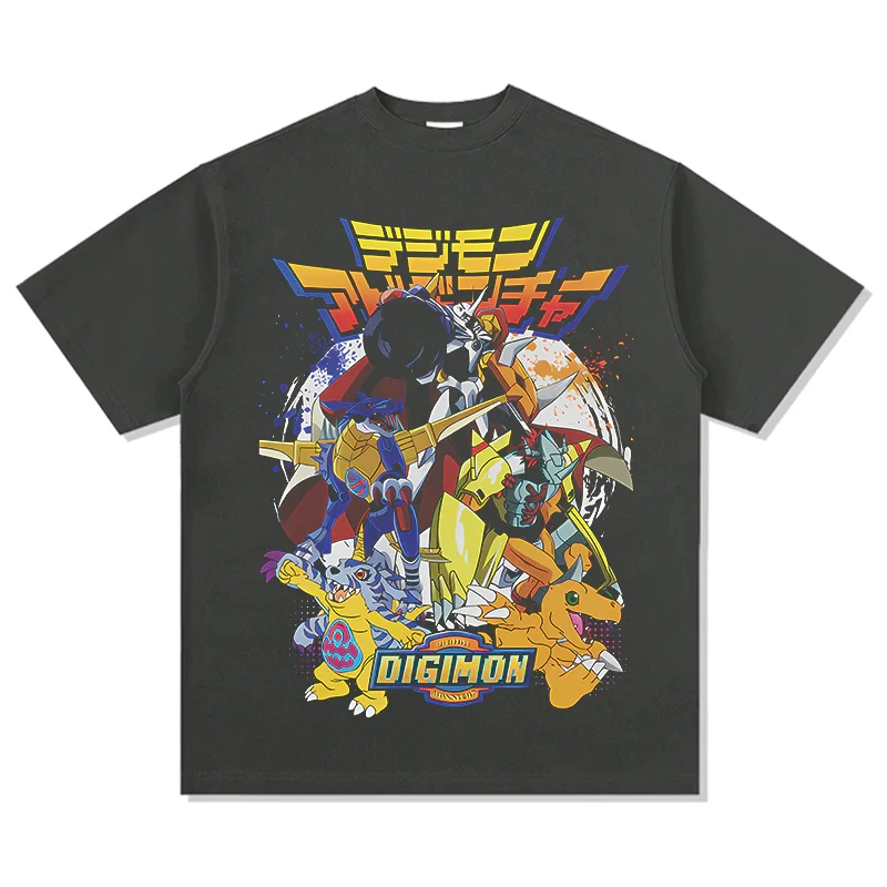 Digimon Japanese Anime Pure Cotton Y2K T-shirt Summer Men and Women Anime Enthusiasts Casual Sports Fashion Streetwear Shirt