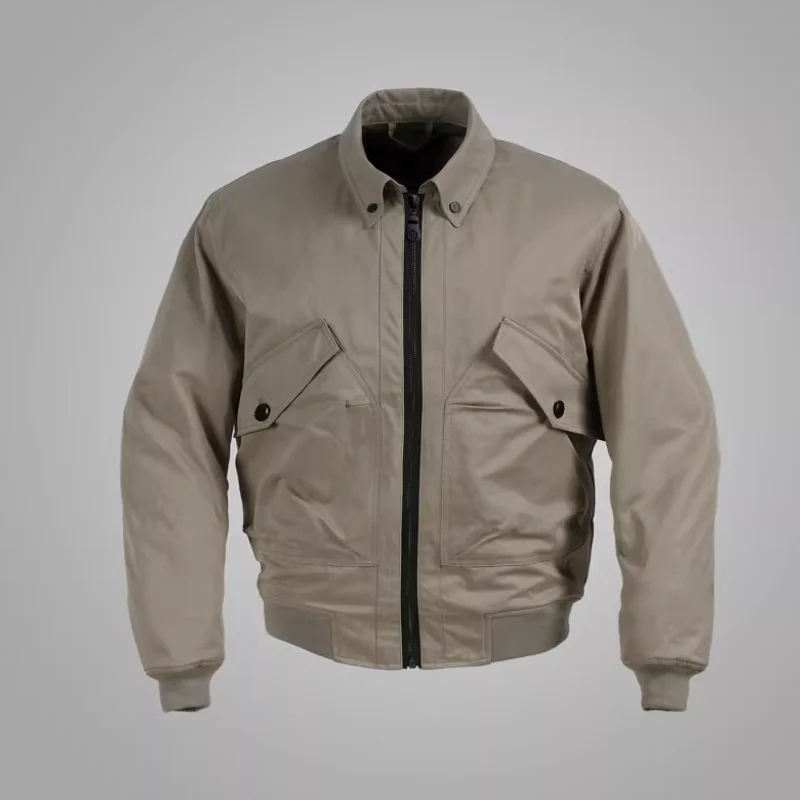 

British Slim Fit Flight Jacket Short Men's Spring and Autumn Jacket Khaki Color