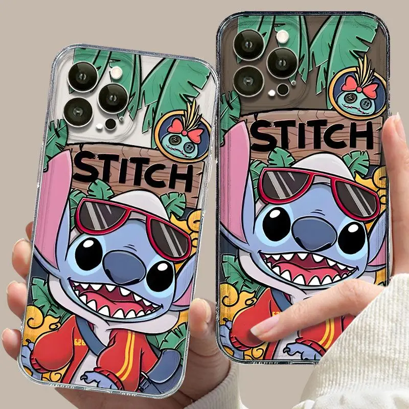 Disney Stitch Guide Lovely Couple Phone Case For iPhone 16 15 14 13 12 11 Pro Max X XS Max XR 7 8 Plus Shockproof Soft Cover