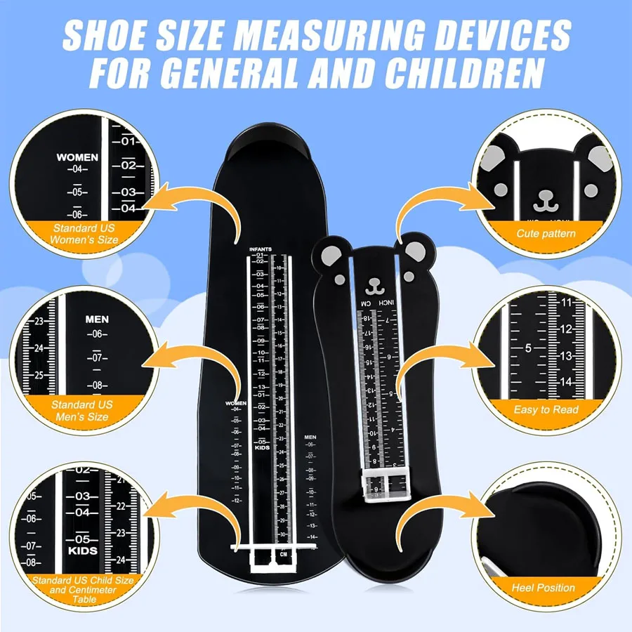 Foot Measuring Device Family Shoe Feet Measure Ruler Sizer for All Sizes Infants Kids Men Women Adults US Standard Shoe Size