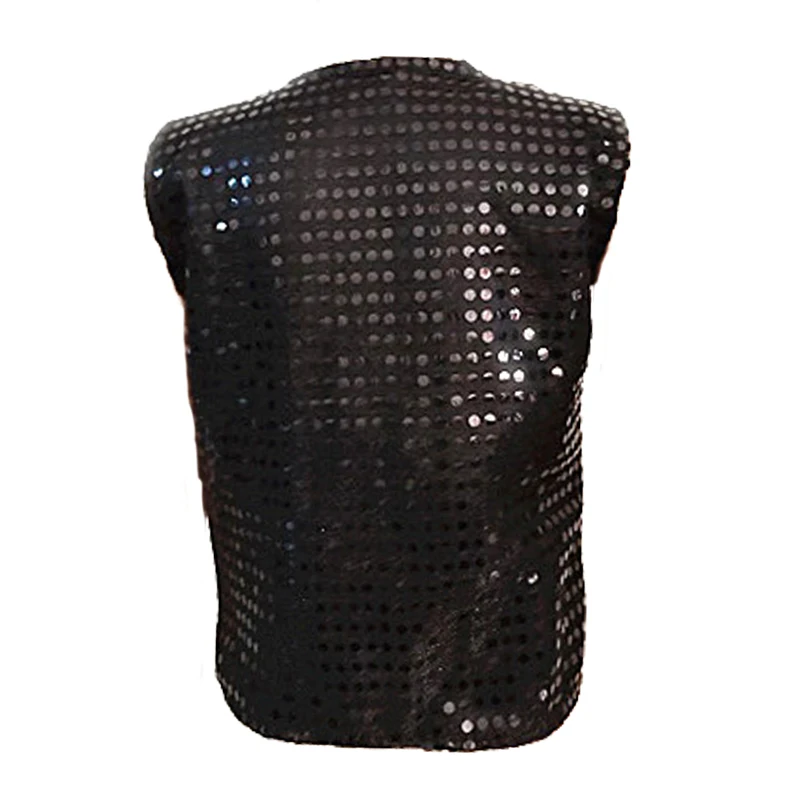 Kids Adult Jazz Hip-hop Dance Costume Sequin Tank For Children Sleeveless Shiny Sequined Vest Boy Stage Performance Party Unisex