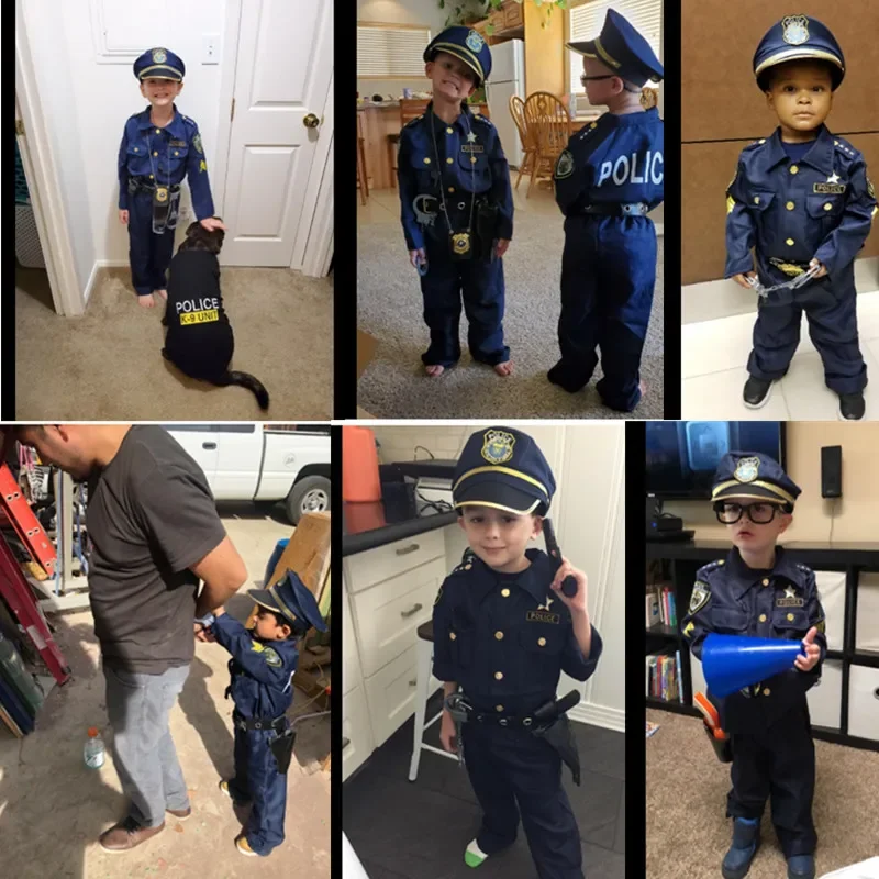 Dress Up America Costume da Polizia per Bambini - Costume da Poliziotto per Ragazzi - Set Uniforme da Poliziotto con Accessori