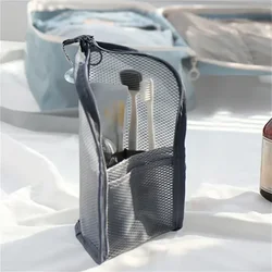 Borsa per pennelli per trucco da viaggio con cerniera pieghevole 1 Pc borsa per cosmetici in rete portatile borsa per il trucco da viaggio Organizer per il lavaggio dello spazzolino da denti