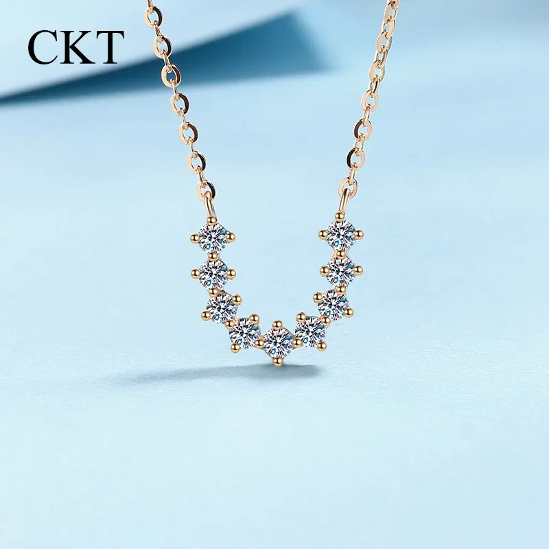 Platinum PT950 Chain Wedding Fine Jewelry GRA Original Certified Moissanite D Color Diamond Simple Smile Necklace for Women Gift