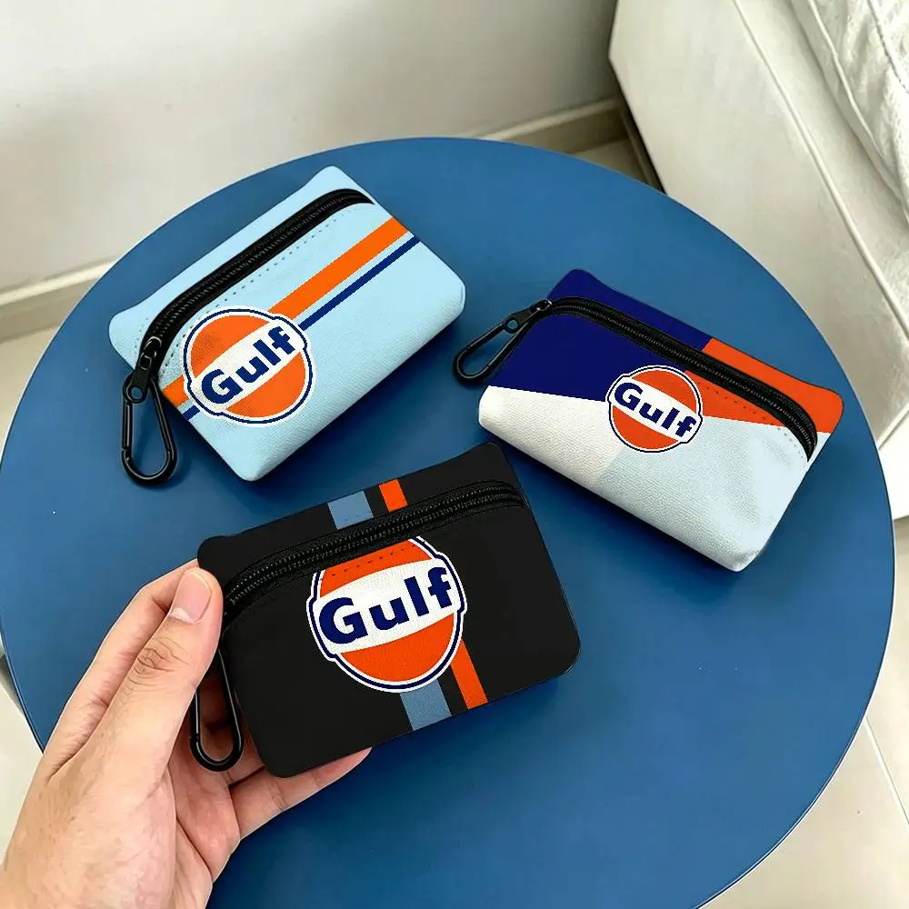 G-Gulf Racing Car logo Oxford Fabric Mini Coin Wallet Smooth Zipper Hanging Design Multi-use Small Storage Bag For Travel