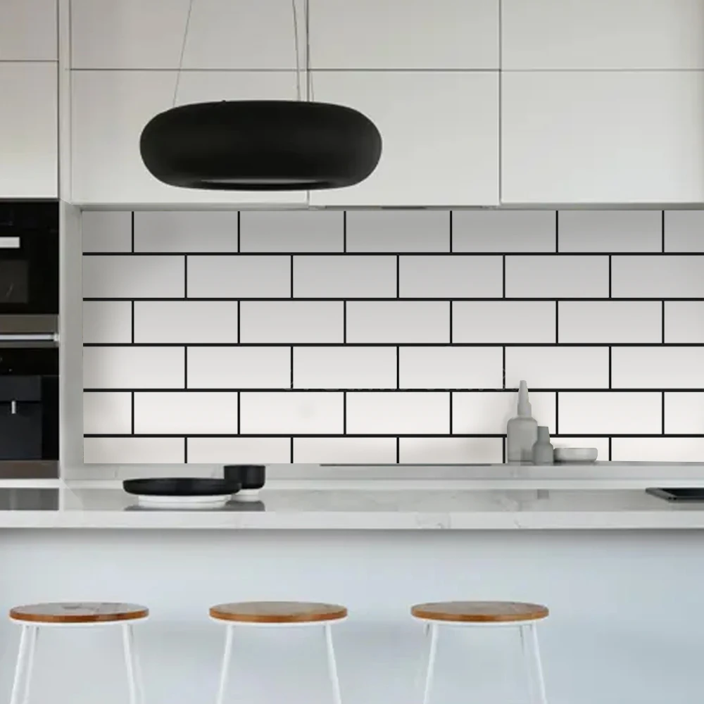 DIY Classic Grid Wallpaper for Home Decoration Waterproof Moisture Proof Mildew Proof Kitchen Stickers for Background Decoration