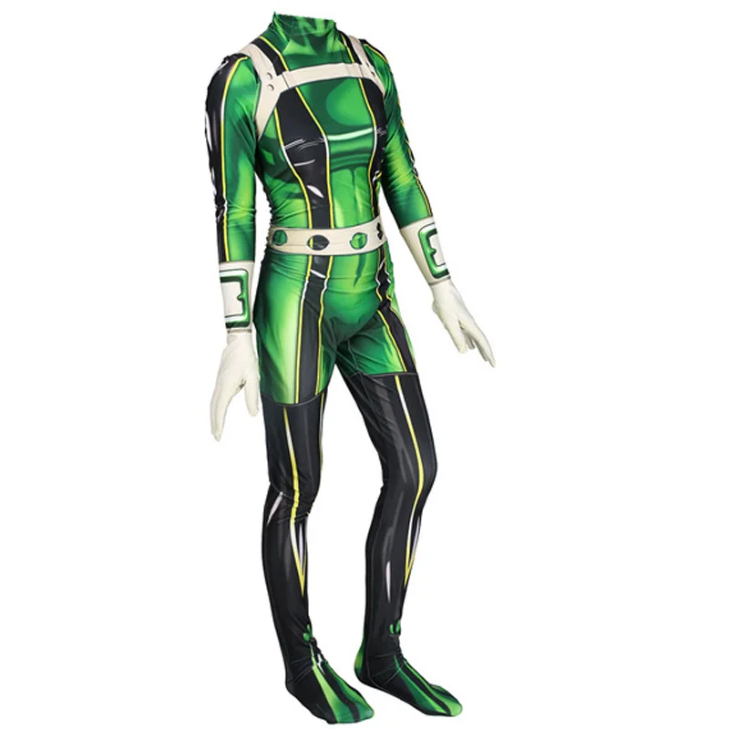 Tsuyu Asui 코스프레 의상 바디 슈트 애니메이션 My Hero Academia 할로윈 의상 여성 어린이 소녀 점프 슈트 바디 슈트 Onesie