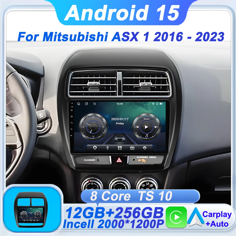 

Car Radio Multimedia Video Player Carplay Auto Screen For Mitsubishi ASX 1 2016 - 2023 Touch Screen GPS Navigation 8 Core Wifi