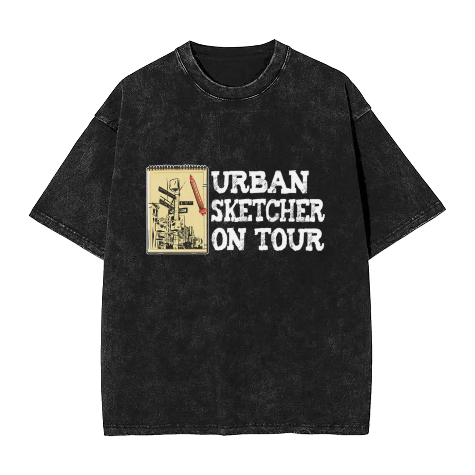 Urban Sketcher Sketching Artists Drawing Painting  Classic Trendy A Washed T Shirt Men's Women's Oversized Cotton Tees Tops
