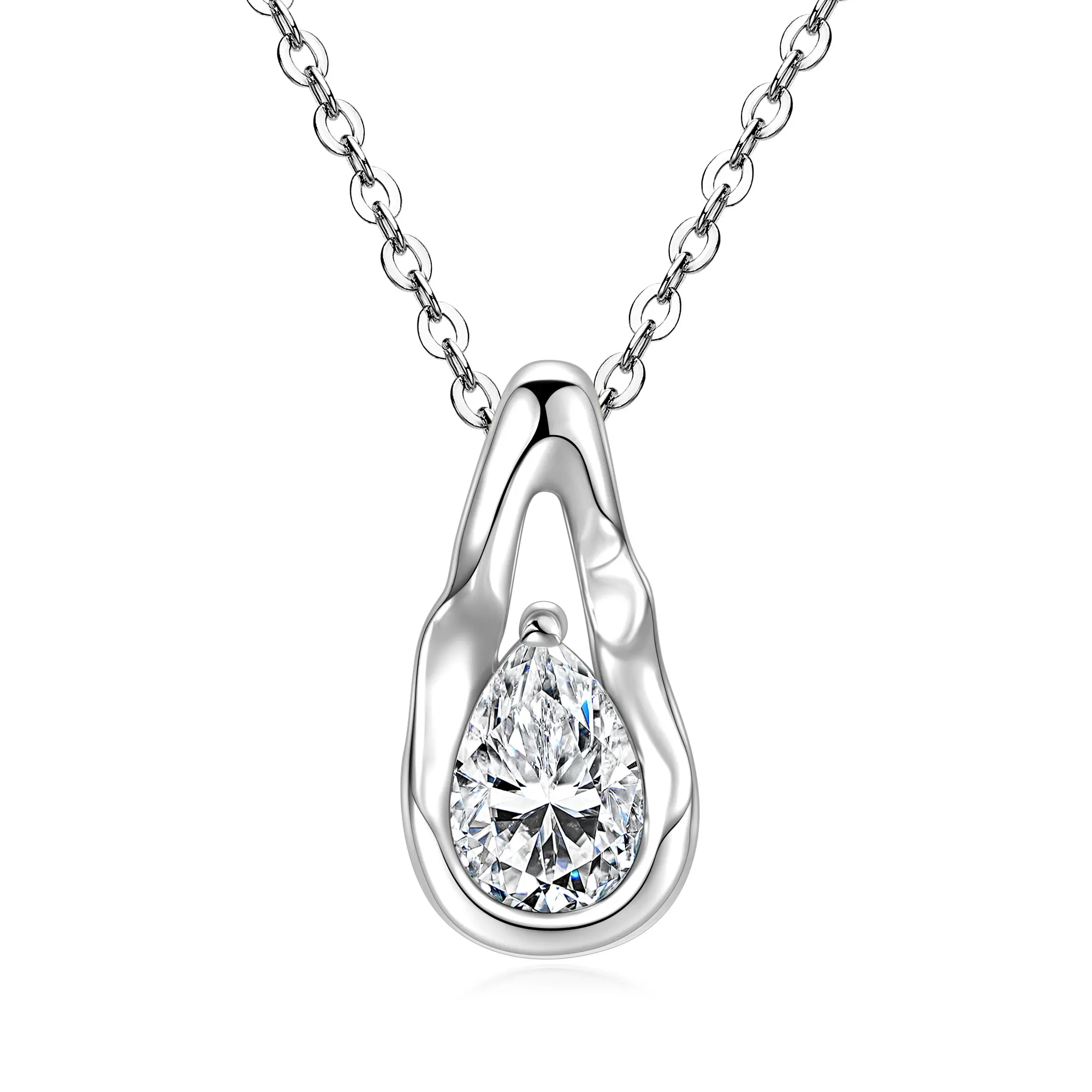IOGOU 1.5ct 6x9mm Pear Cut Moissanite Teardrop Pendant Necklace for Women 925 Sterling Silver Fine Jewelry Anniversary Gifts