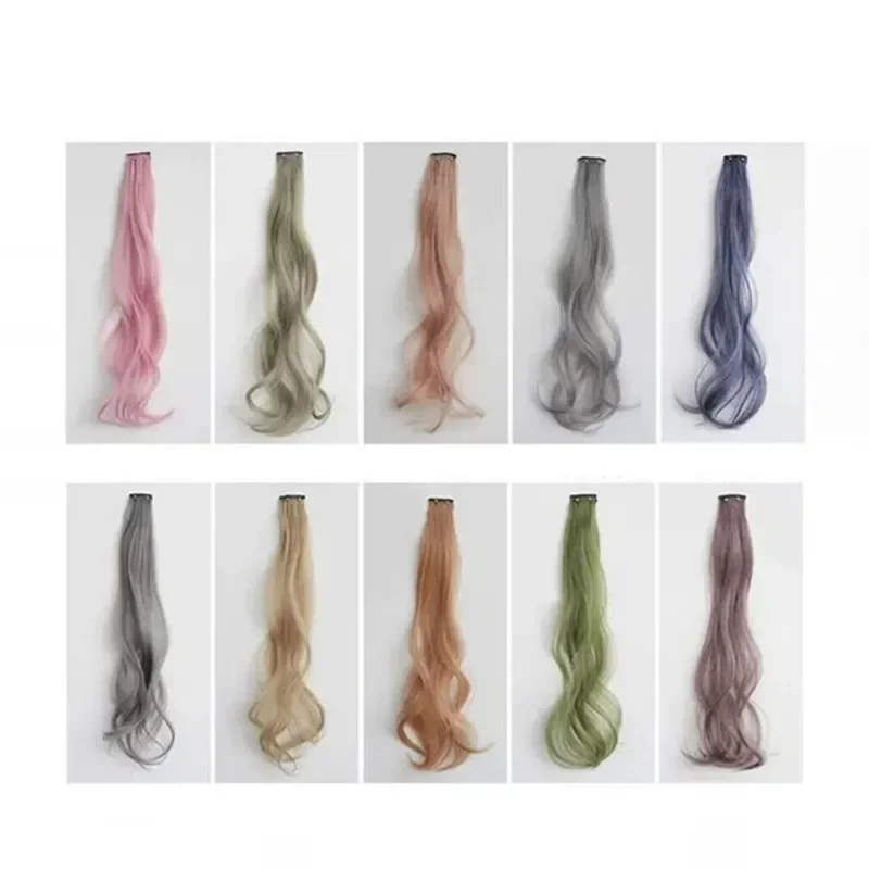 الباروكات الاصطناعية 1 زوج 50 سنتيمتر موضة قطعة واحدة مجعد قليلا يسلط الضوء على شعر مستعار طبيعي سلس إكسسوارات الشعر #6