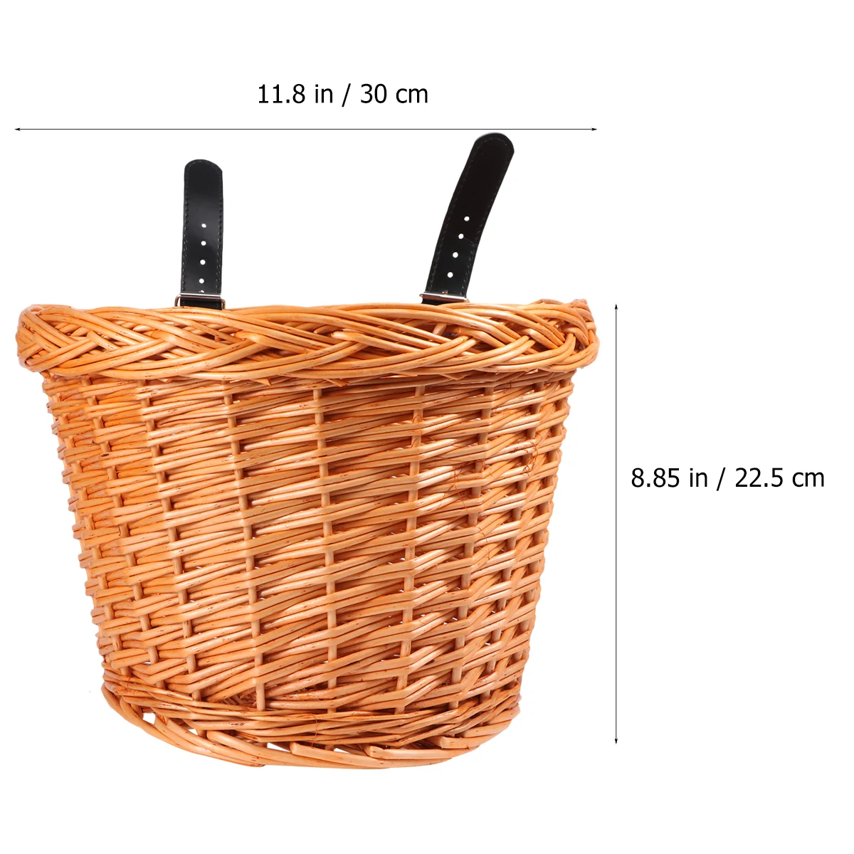 

D-Shaped Detachable Children Bike Basket Front Handlebar Storage Wicker Woven Natural Willow Durable Large Umbrella