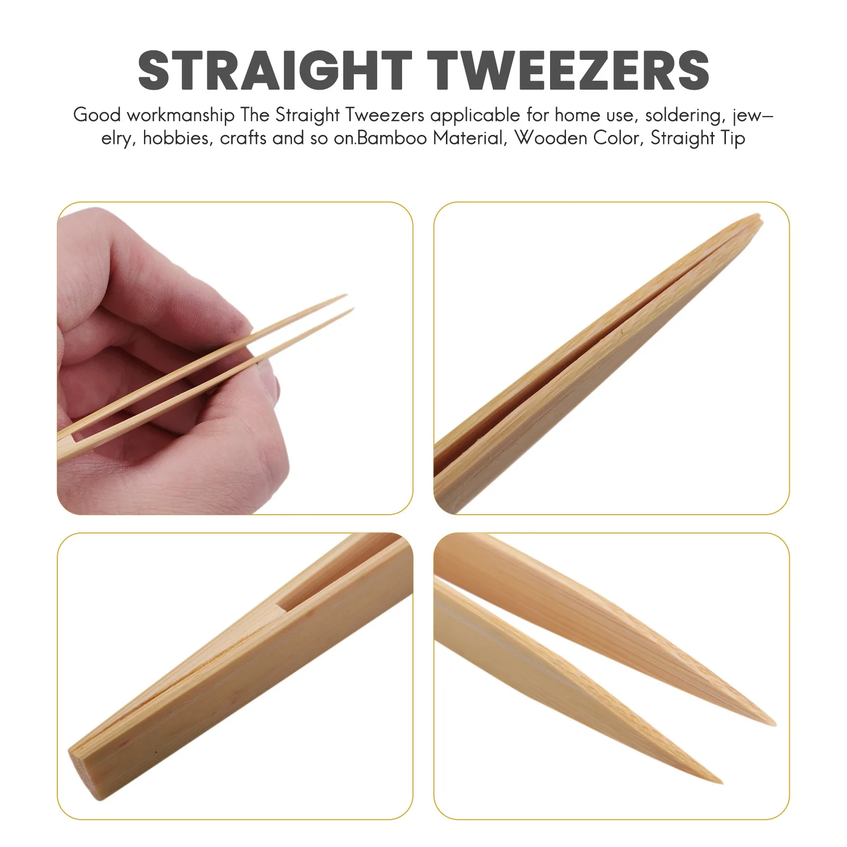 B17CB Pointy Tip Bamboo Straight Tweezer Tea Tong Handy Tool