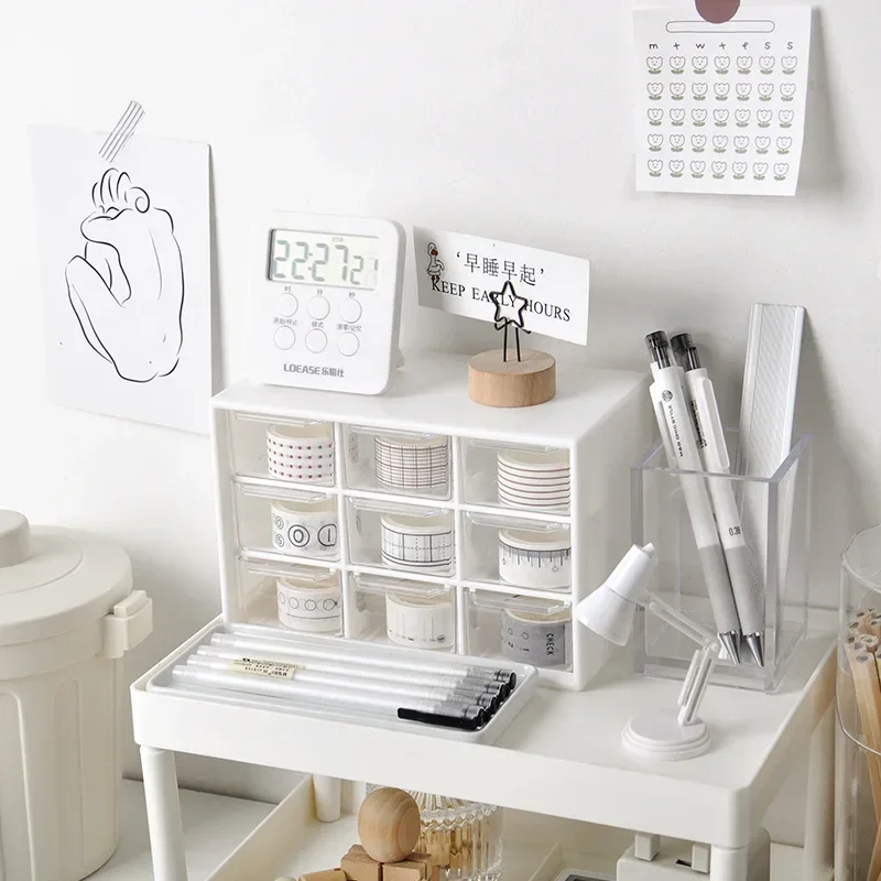 

Multi-functional Desktop Organizer, 9 Grids ABS Drawer, Cosmetics Makeup Office Desk Stationery Storage Box Holders