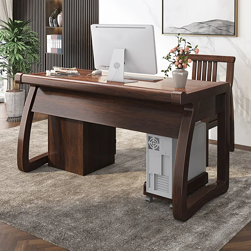 All solid wood desk household desktop computer desk log study modern simple calligraphy