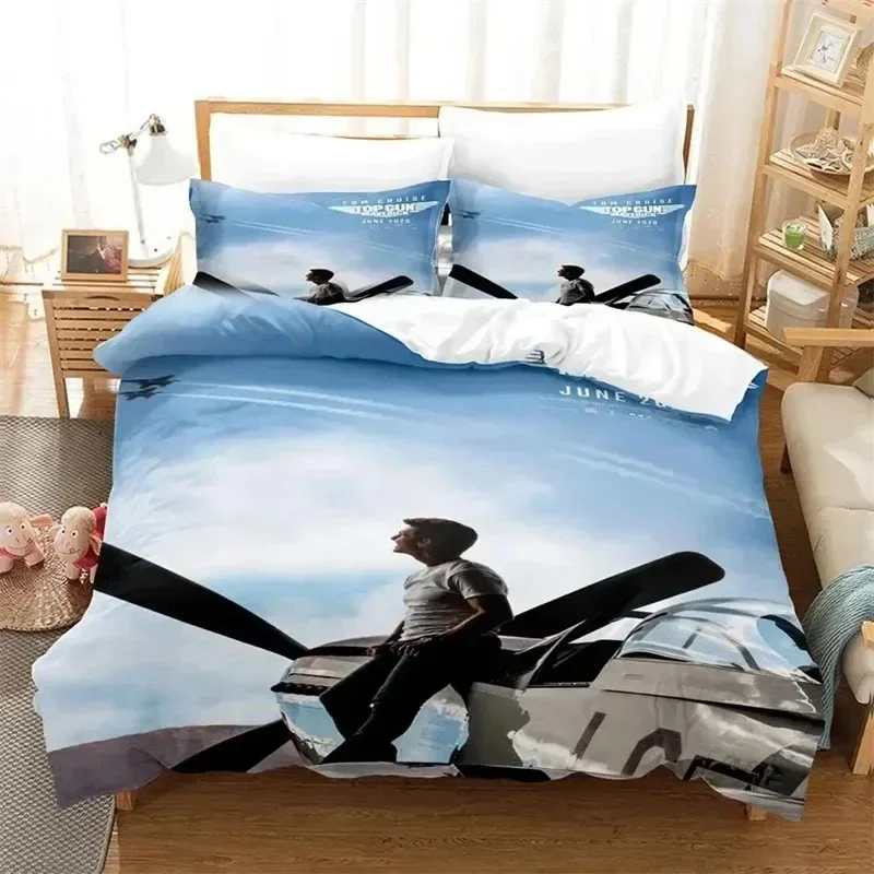 

TV Top Gun Maverick Bedding Set Boys Girls Twin Queen Size Duvet Cover Pillowcase Bed Boys Adult Fashion Home Textileextile