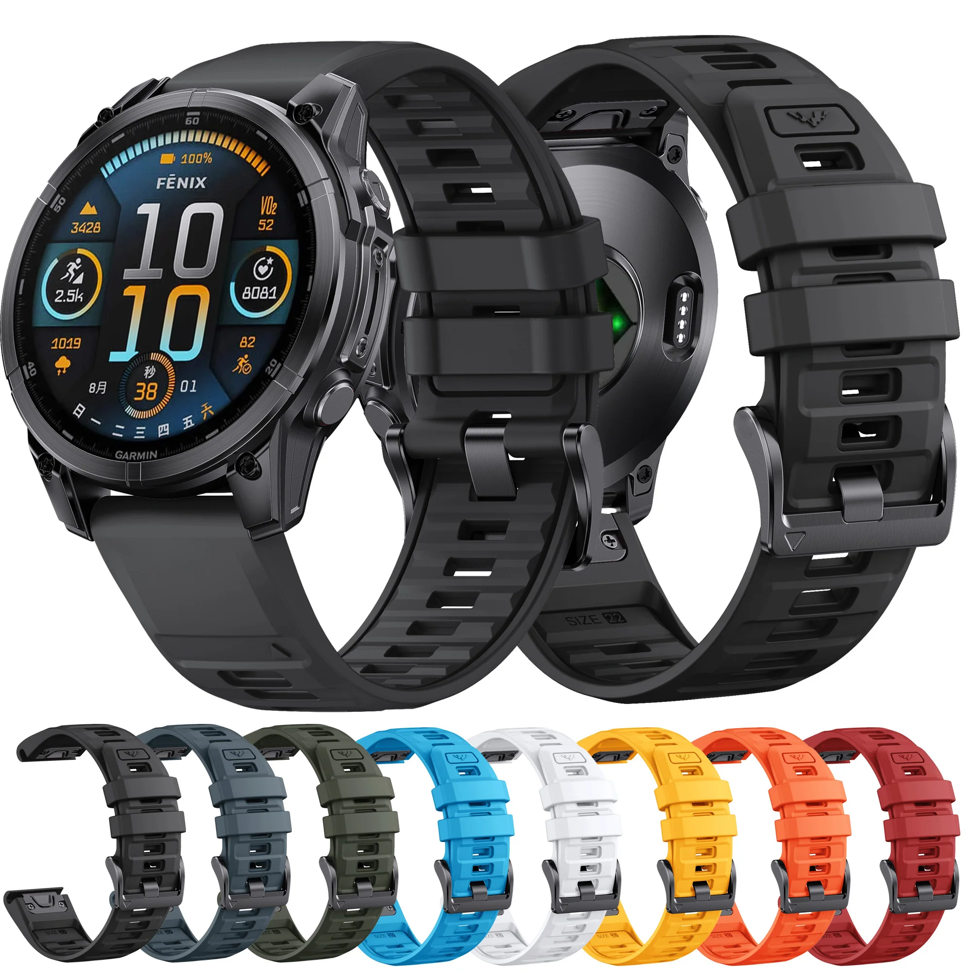 1:1 Fenix8 Watch Band For Garmin Fenix 8 47mm 51mm E 7 7X 6 6X 5 5X/Epix Pro/Enduro 3 QuickFit 22mm 26mm Silicone Strap Bracelet