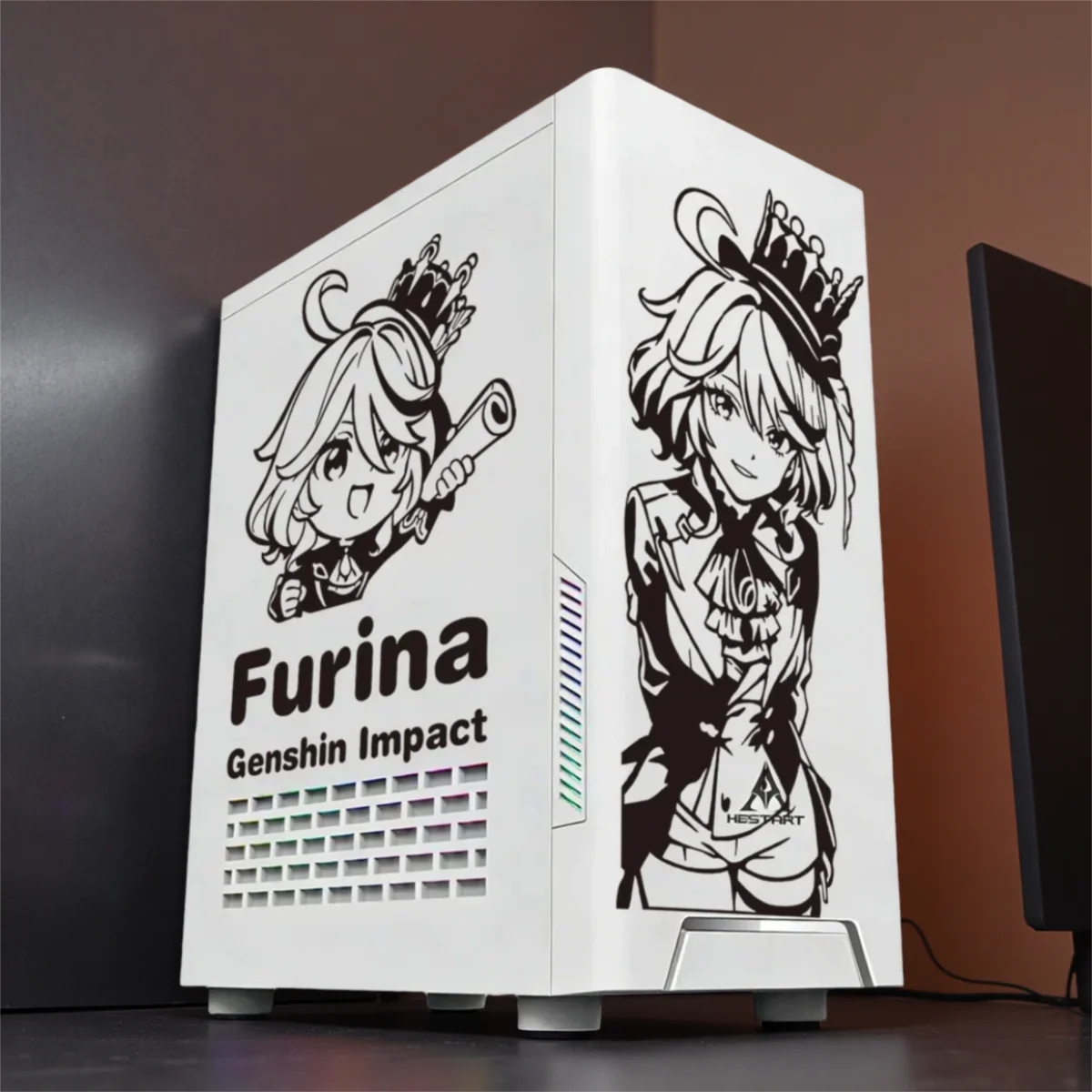 Furina Genshin Impact PC case Stickers,Anime Decor Vinyl Decals for ATX Computer Chassis Sikn,Waterproof for Car body