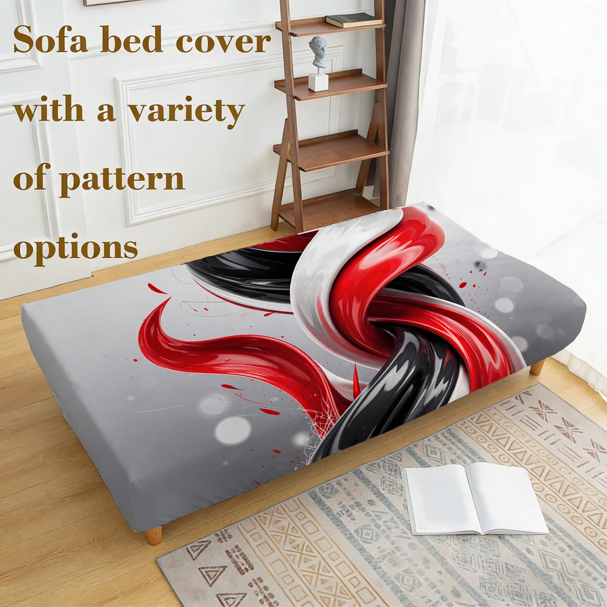 Interwoven fluid printing elastic sofa bed cover, living room sofa bed cover, dustproof machine washable sofa bed cover 3
