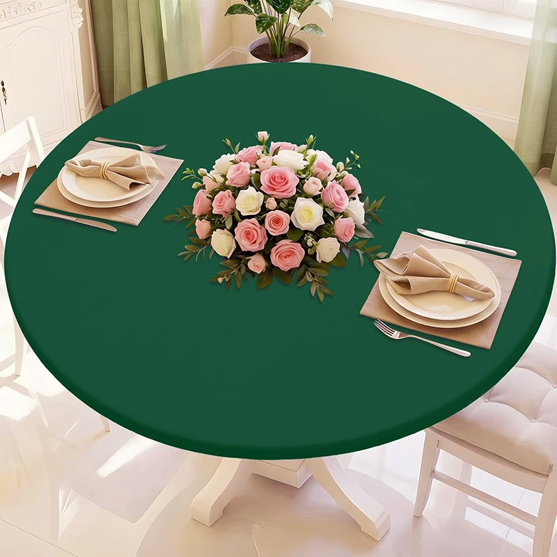 Round Spandex Tablecloth Elastic Dustproof Stretch Washable Picnic Table Top Cover for Hotel Dining Indoor Outdoor Wedding Party image 3