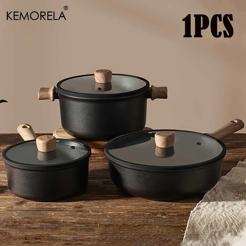 

1PCS Titanium Chef'S Frying Pan Stockpot And Milk Pan With Cover Versatile Cookware With Scald-Resistant Handle Various Sizes