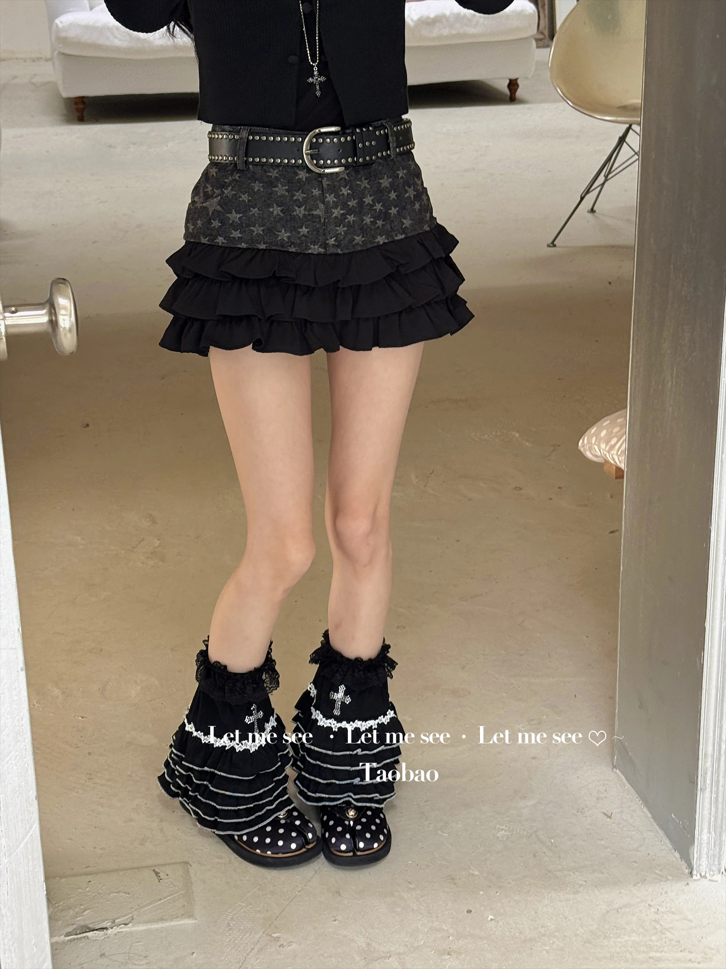 Y2K subcultura japonesa Original Lolita Girl calentadores de piernas de encaje estilo gótico calcetines oscuros de Lolita