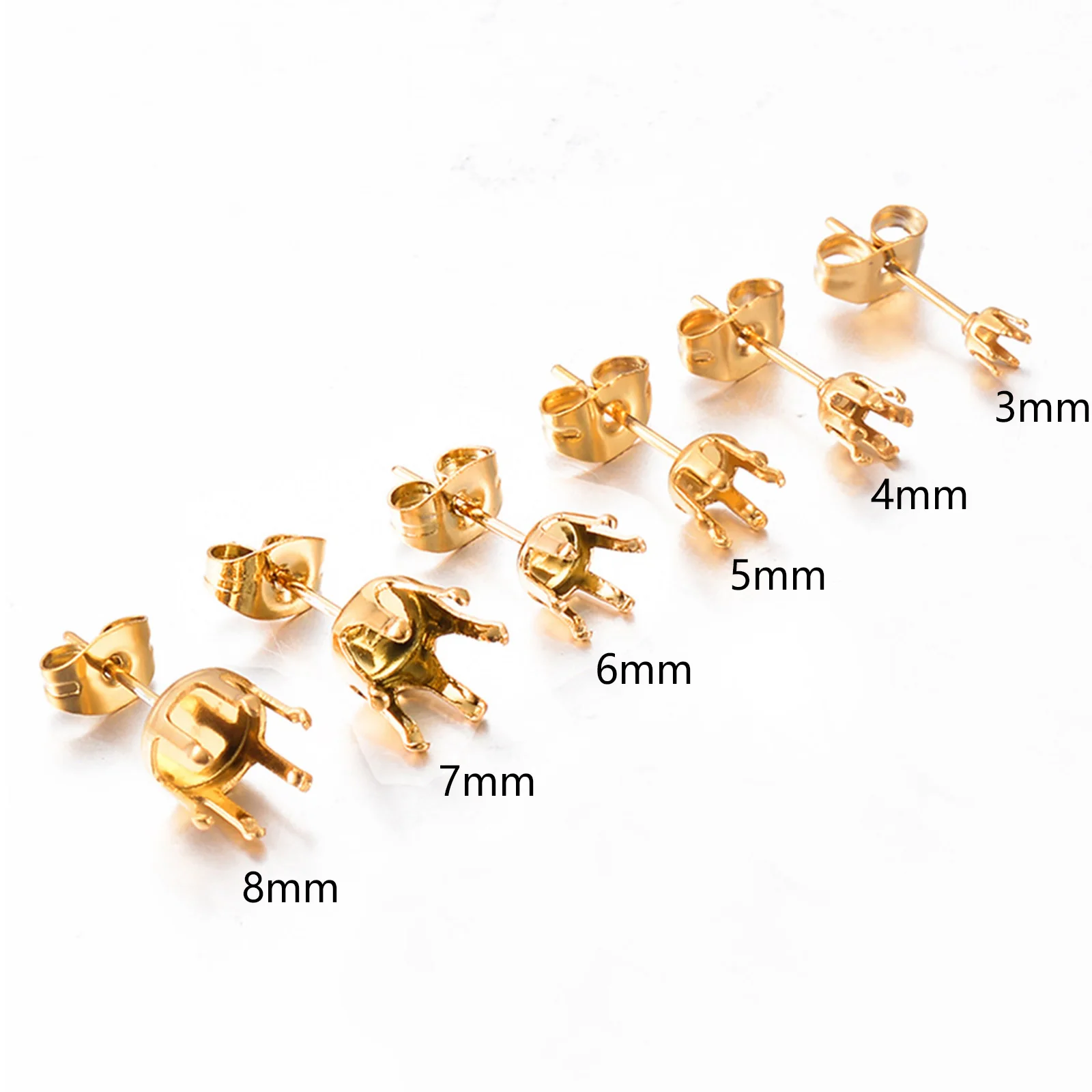 10 PCs 304 Stainless Steel Ear Post Stud Earring For DIY Jewelry Making Accessories Cabochon Settings Post/ Wire Size: 21 gauge