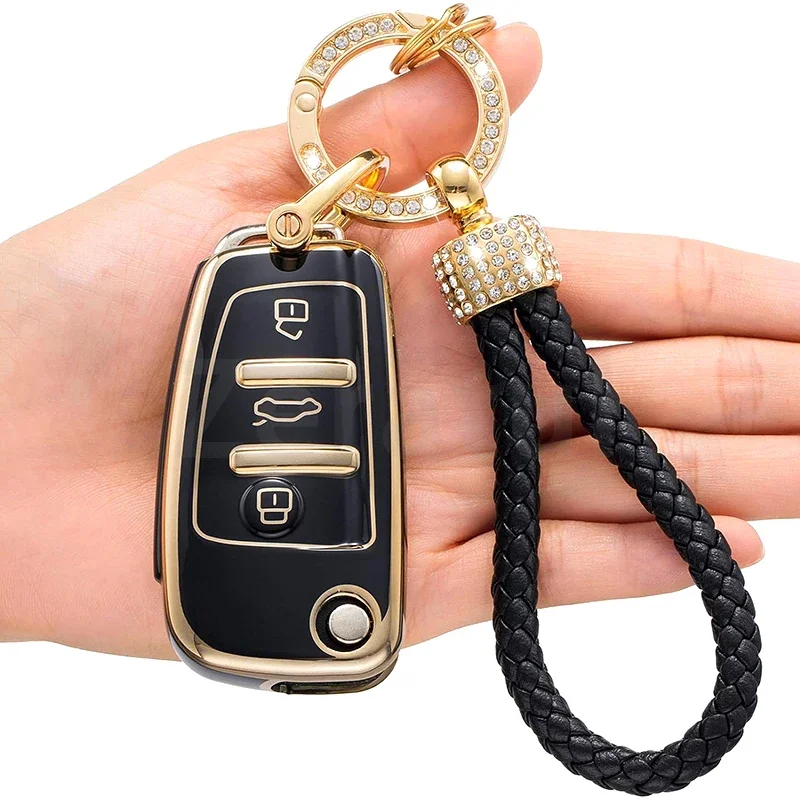 حافظة مفاتيح قابلة للطي من البولي يوريثان غطاء حقيبة لأودي A3 A4 A5 A6 A7 Q3 Q5 S6 B6 B7 B8 C6 8P 8V 8L TT RS ملحقات حماية السيارة