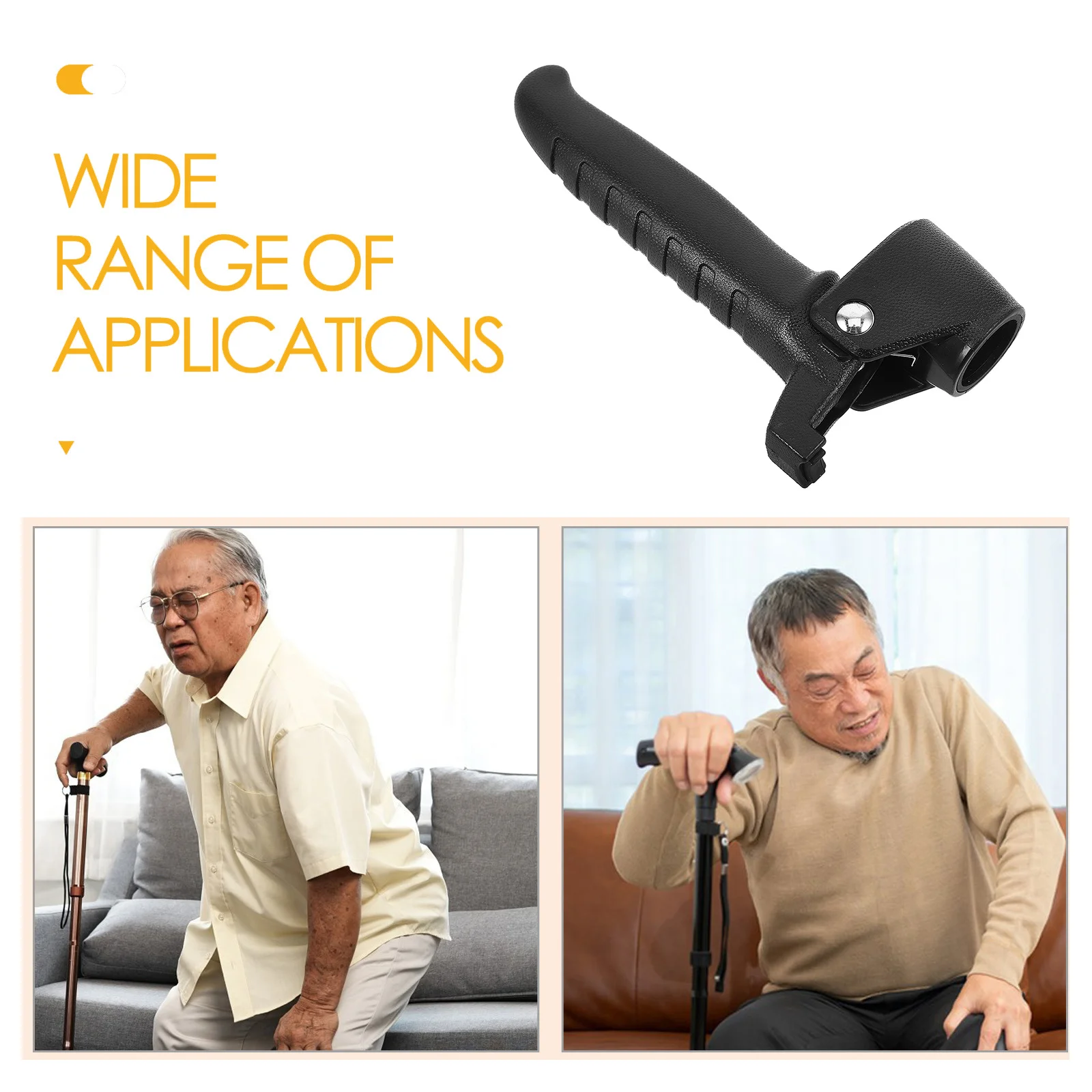 Ergonomic Elderly Cane Handle Attachment Mobility Aid Grip for Seniors Walking Stick Easy Stand Support from Bed Chair Toilet