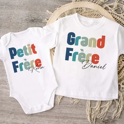 Personalised Big Brother Little Brother Matching Outfit T Shirt Summer Sibling T-shirt Girls Boys Short Sleeve Tops Baby Romper